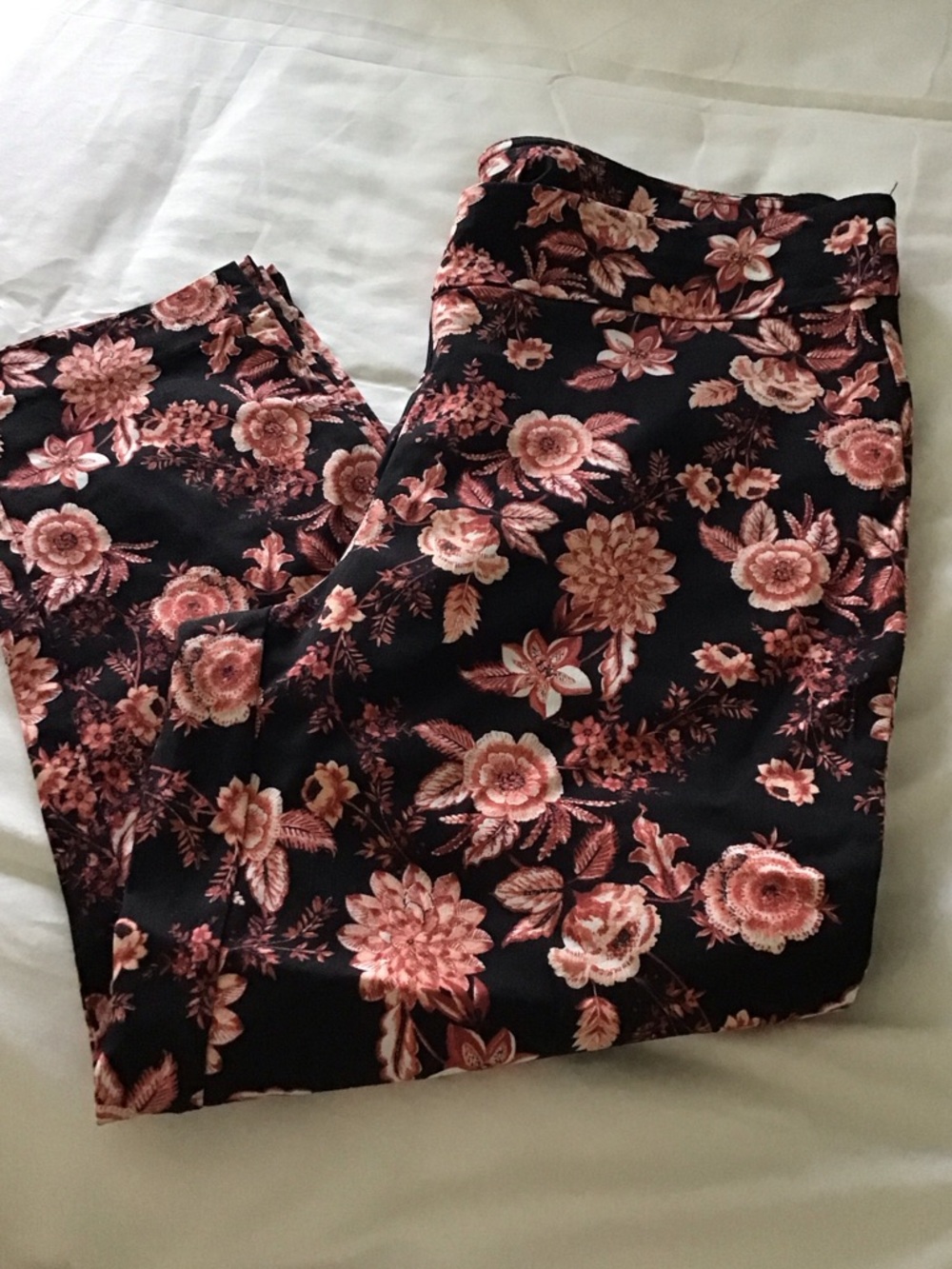 Floral Print Women's pull on Pants in Black and Rose Zoe & phoebe